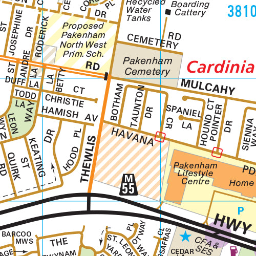 Melway Cardinia Council Built-up area WallMap