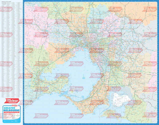 Melway Town & Country WallMap including Council and Suburb Boundaries